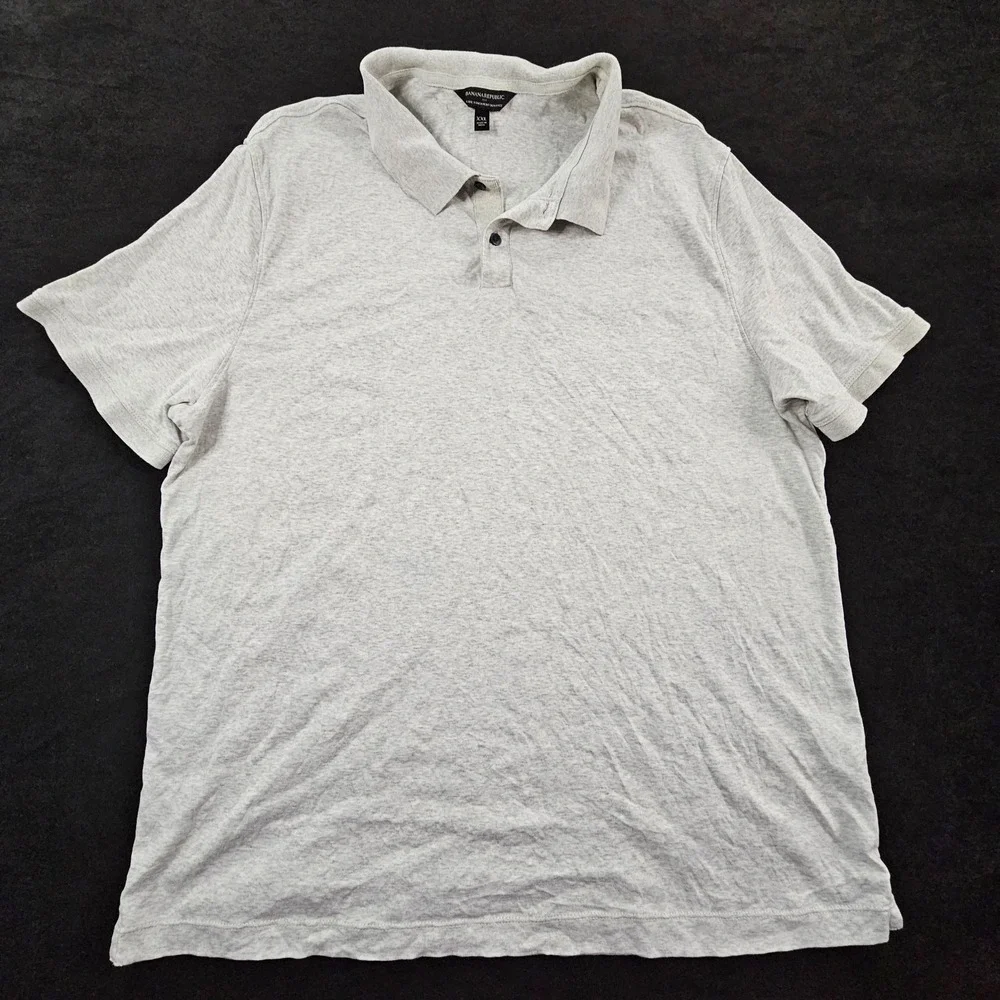 Banana Republic Luxe Touch Ivory Short Sleeve Cotton Polo Shirt Men's 2XL